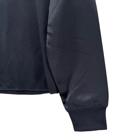 RTA Alessia Sweatshirt Womens Navy Cropped Contras French Terry Satin Panel Sz S - Picture 10 of 11